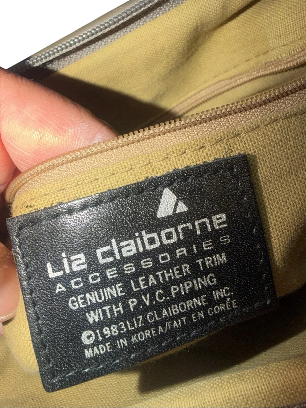Vintage Liz Claiborne Gray Geometric Embossed Satchel Crossbody Bag Genuine Leat